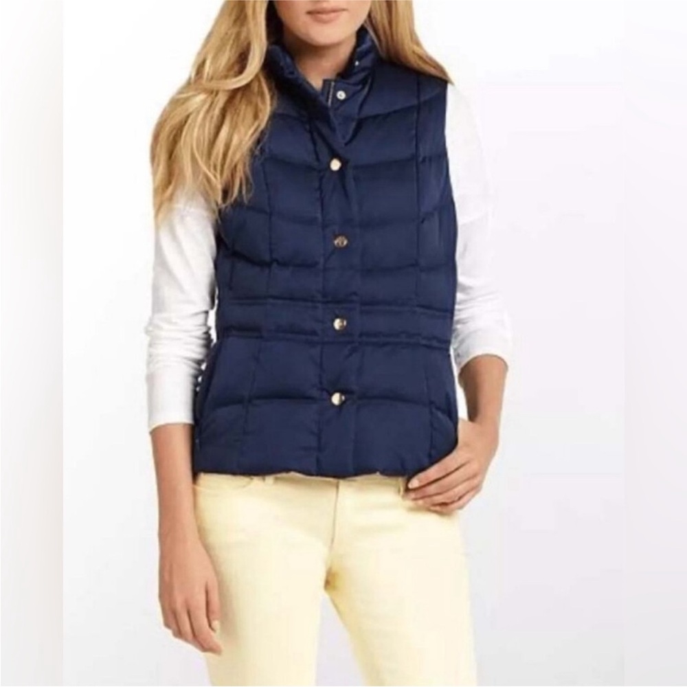 Lilly Pulitzer Lauren Down Quilted Puffer Vest Navy Blue Small